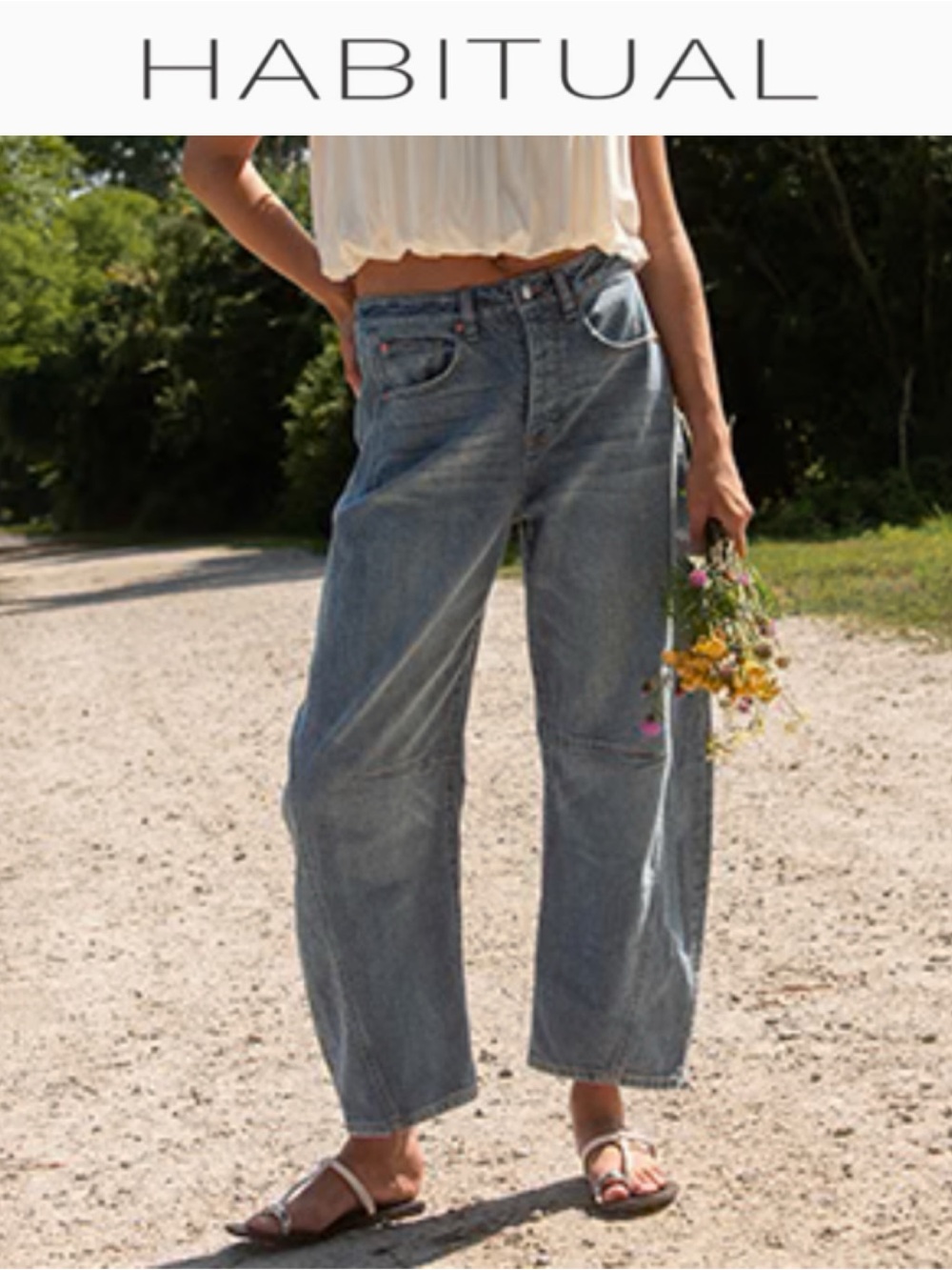 HABITUAL BRANT HIGH RISE BARREL LEG CROP JEANS BUTTON FLY CURVED LEG SIZE 8/29